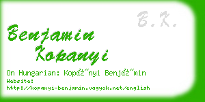 benjamin kopanyi business card